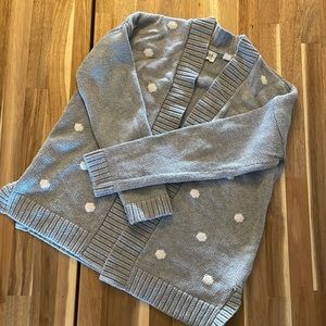 Gray cotton sweater with polka dot front details